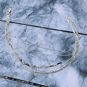 8” Silver Choker with 6 layers attached to one clasp